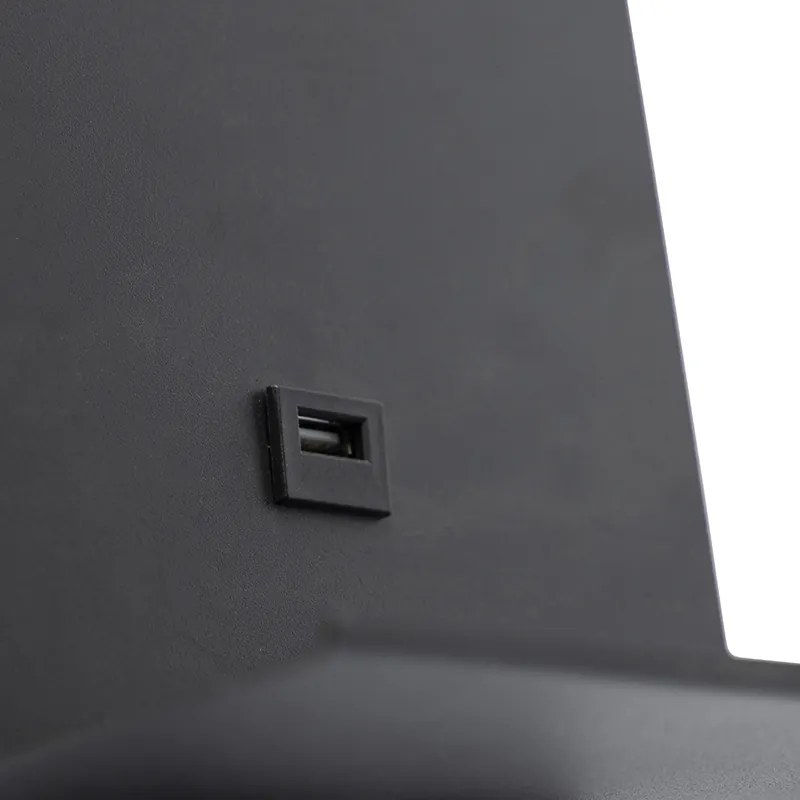 Candeeiro de parede moderno preto com USB e braço flexível - Flero