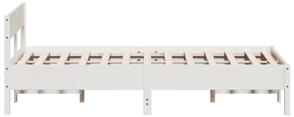 Cama sem colchão 150x200 cm madeira de pinho maciça branco