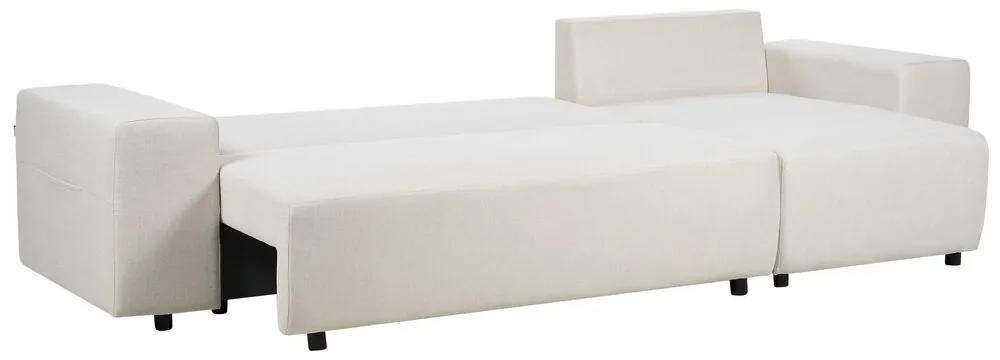 Sofá-cama de canto 3 lugares e arrumação em tecido creme claro à esquerda LUSPA Beliani