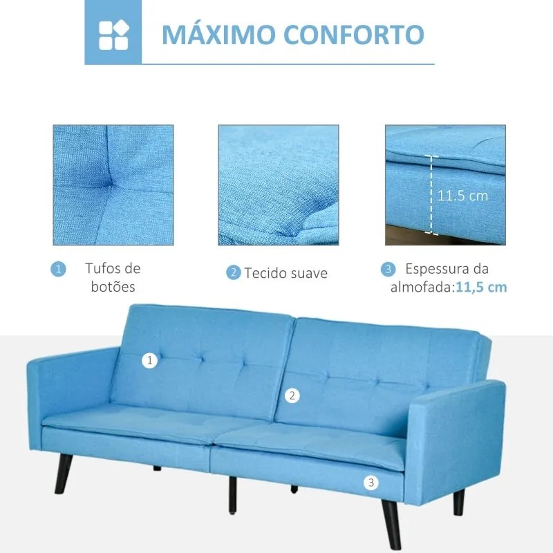 Sofá-Cama Mary - Azul - Design Nórdico