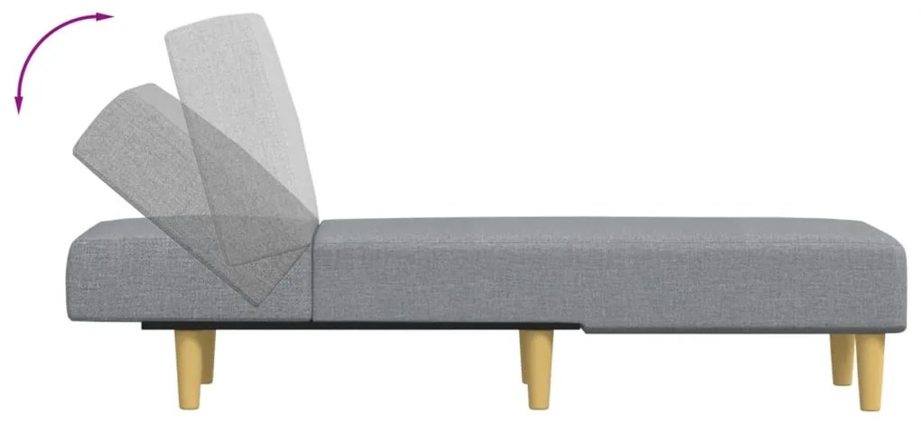 Chaise longue tecido cinzento-claro