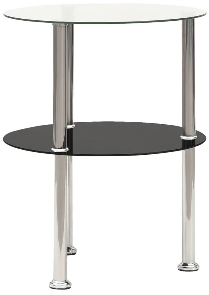 Mesa apoio duas prateleiras 38cm vidro temp. transparente/preto