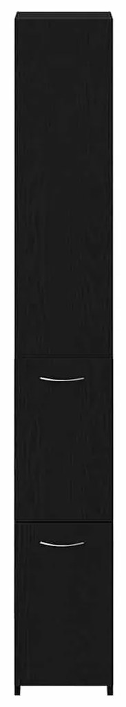 Armário de Casa de Banho vidaXL Preto Carvalho 25x25x170 cm Madeira de