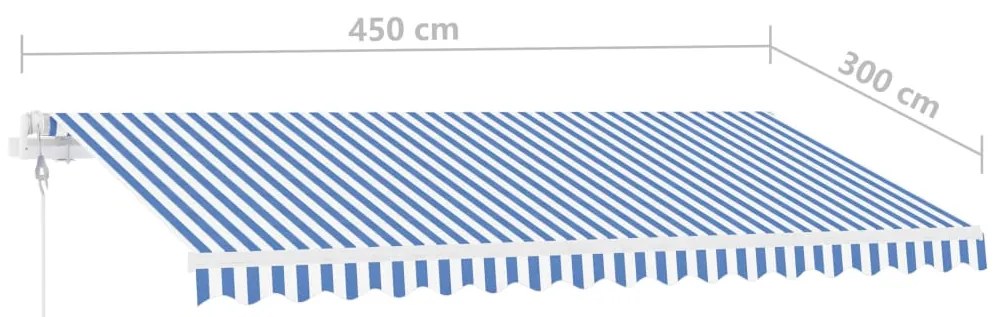 Toldo automático independente 450x300 cm azul e branco
