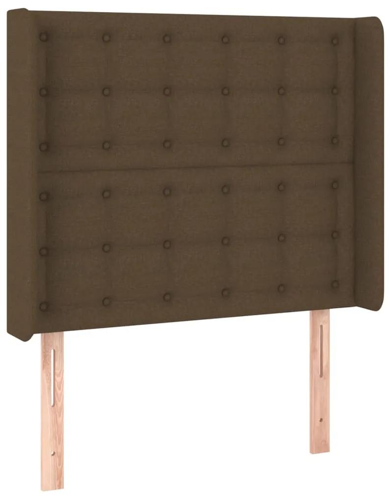 Cama box spring c/ colchão/LED 90x190 cm tecido castanho-escuro