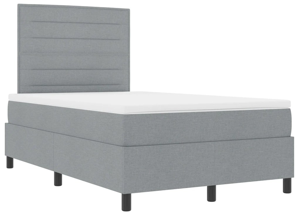 Cama Box com Colchão Cinza Claro 120x200 cm Tecido