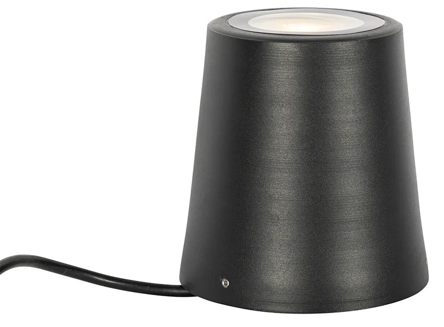 Foco de jardim moderno preto redondo IP65 - Lennard Moderno