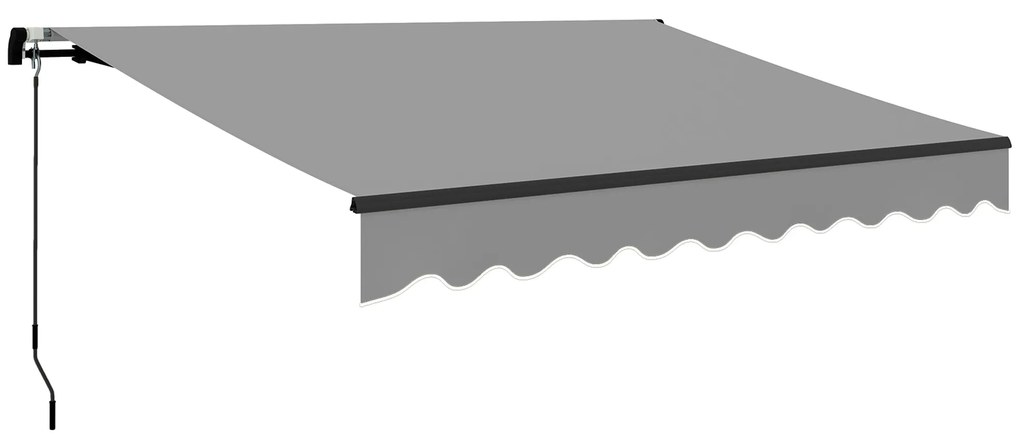 Outsunny Toldo Manual Retrátil 360x220 cm Toldo para Balcão com Manivela de Alumínio e Proteção UV30+ Toldo Enrolável de Exterior Cinza