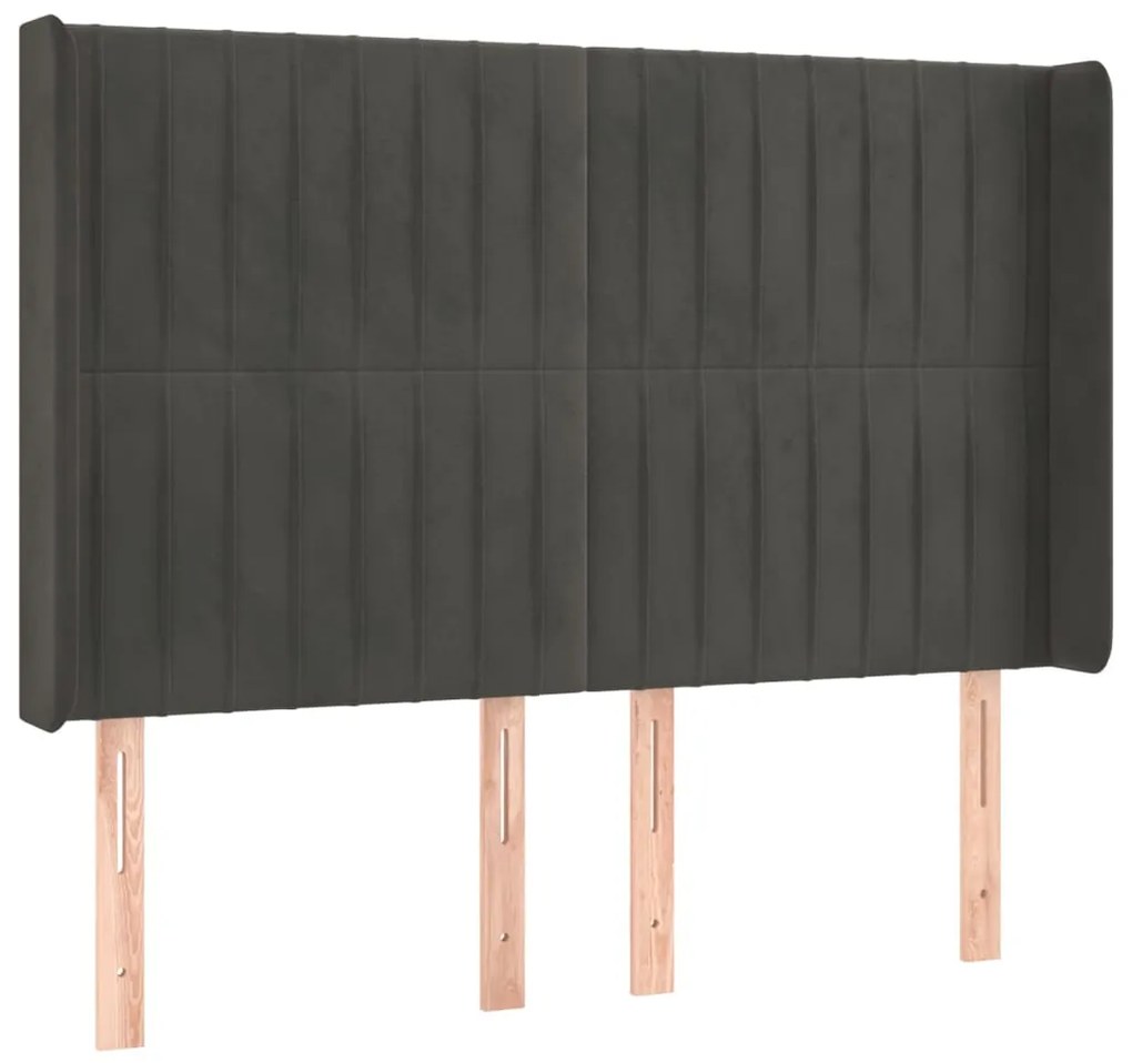 Cama box spring c/ colchão/LED 140x200cm veludo cinzento-escuro