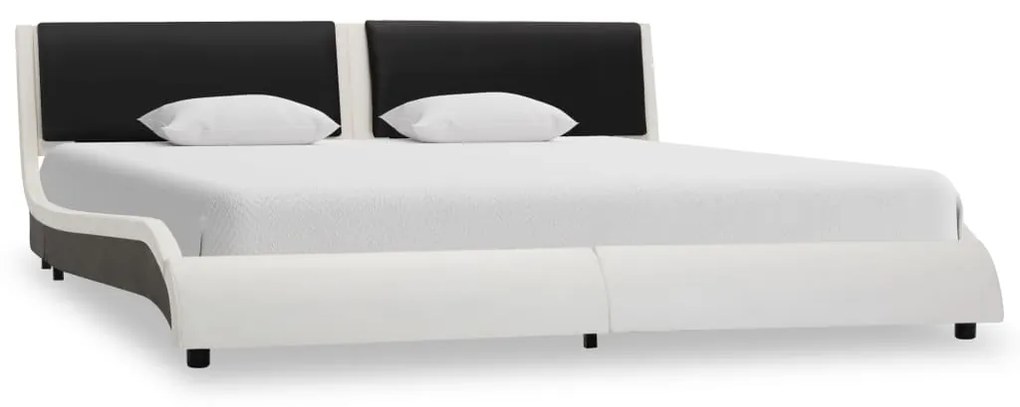 280465 vidaXL Estrutura de cama 150x200 cm couro artificial branco e preto