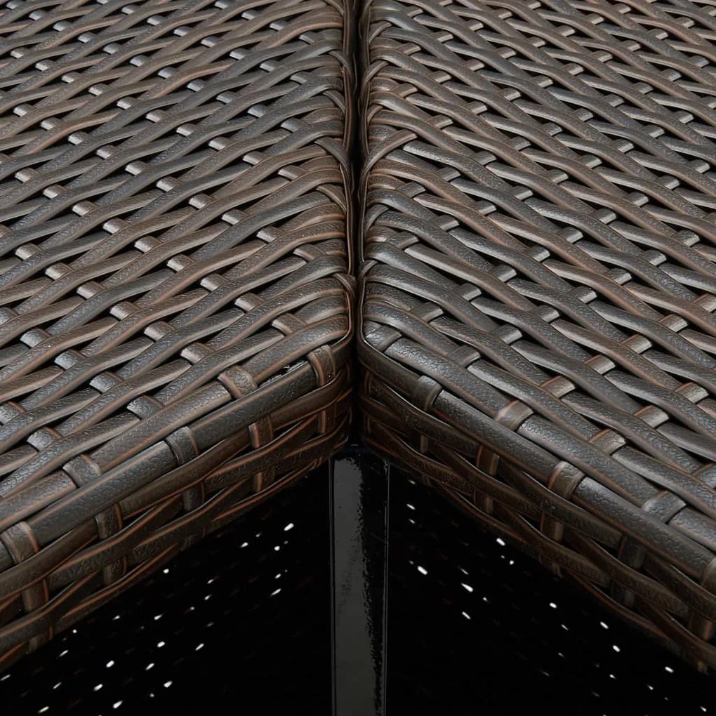 4 pcs conjunto de bar p/ jardim com almofadões vime PE castanho