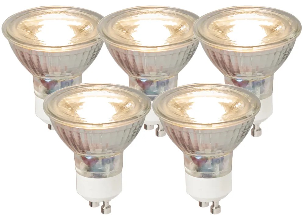 Conjunto de 5 lâmpadas LED GU10 COB 5W 450LM 3000K