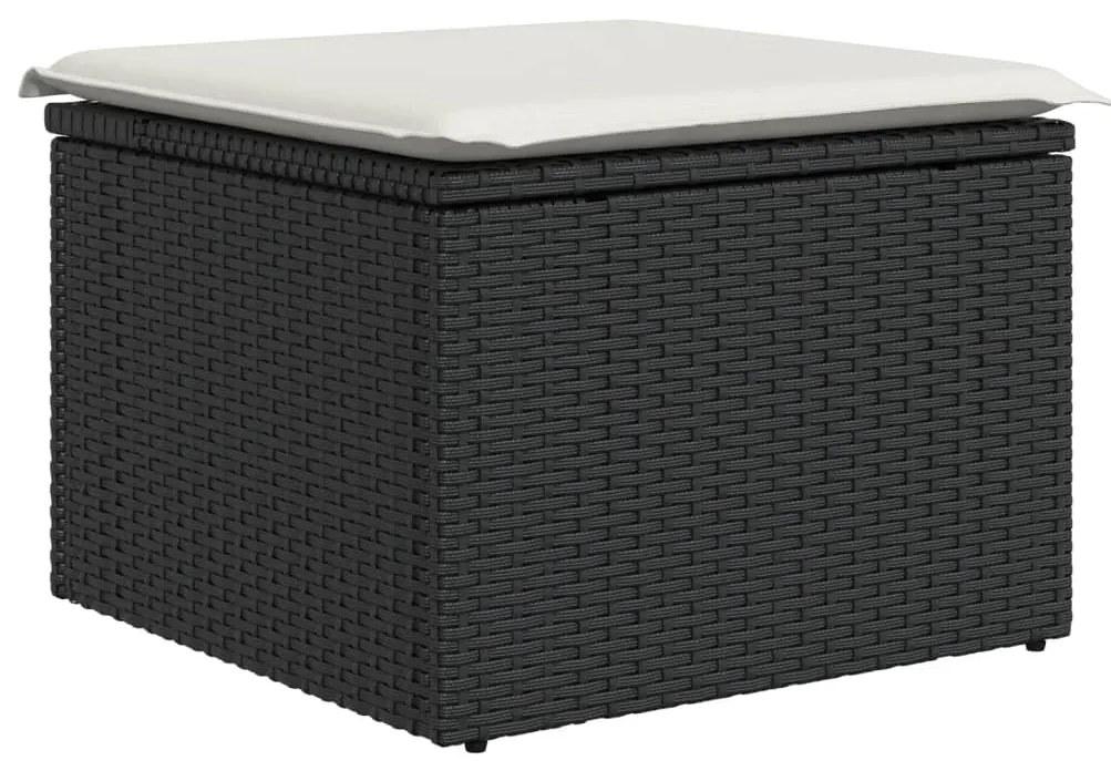 8 pcs conjunto sofás de jardim com almofadões vime PE preto