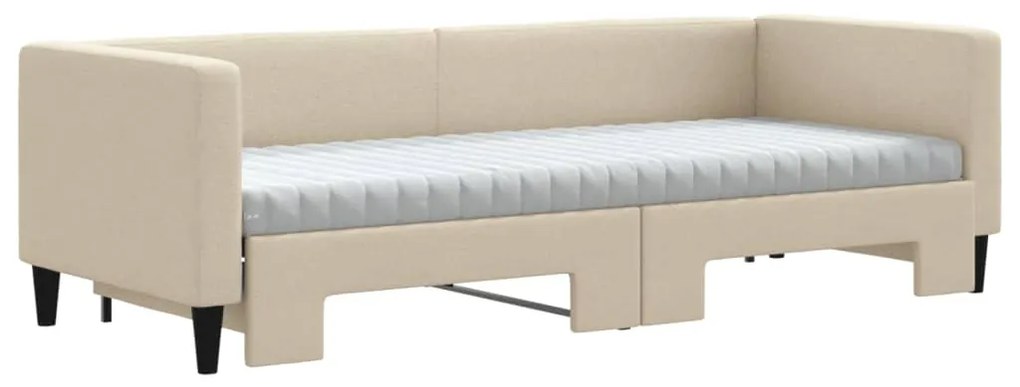 Sofá-cama c/ gavetão e colchões 80x200 cm tecido cor creme