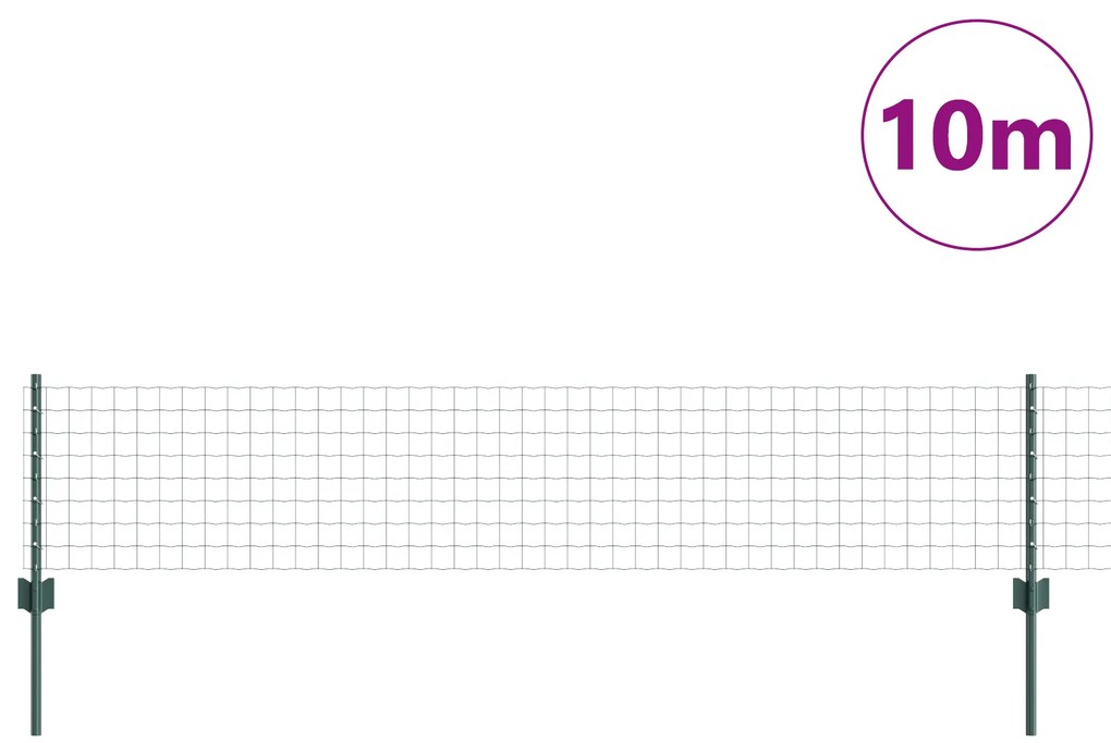 Cerca Euro com 5 Posts em U Verde 0.4x10 m Aço
