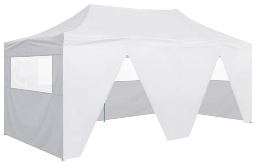 vidaXL Tenda dobrável profissional festas 4 paredes 3x6m aço branco