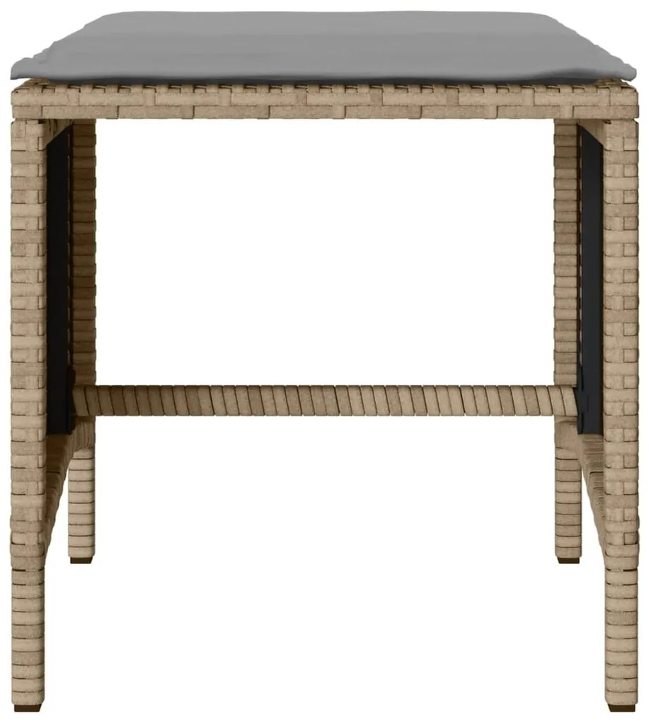 4 pcs conjunto de sofás para jardim c/ almofadões vime PE bege