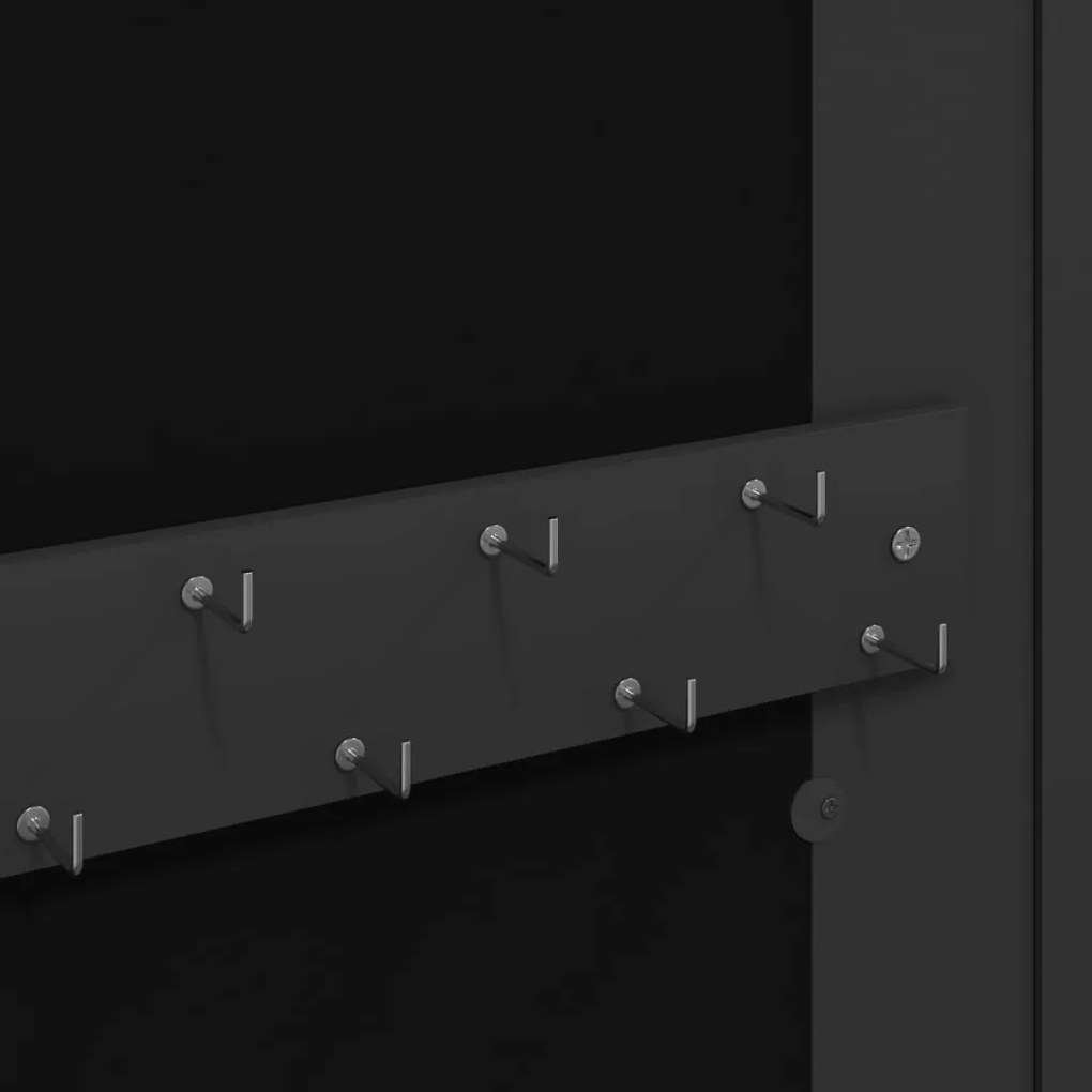 Móvel para joias de parede espelhado 30x8,5x67 cm preto