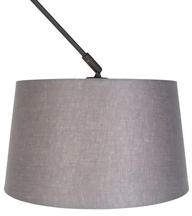 Candeeiro de suspensão preto com abajur em linho cinzento escuro 35 cm - Blitz Country / Rústico,Moderno