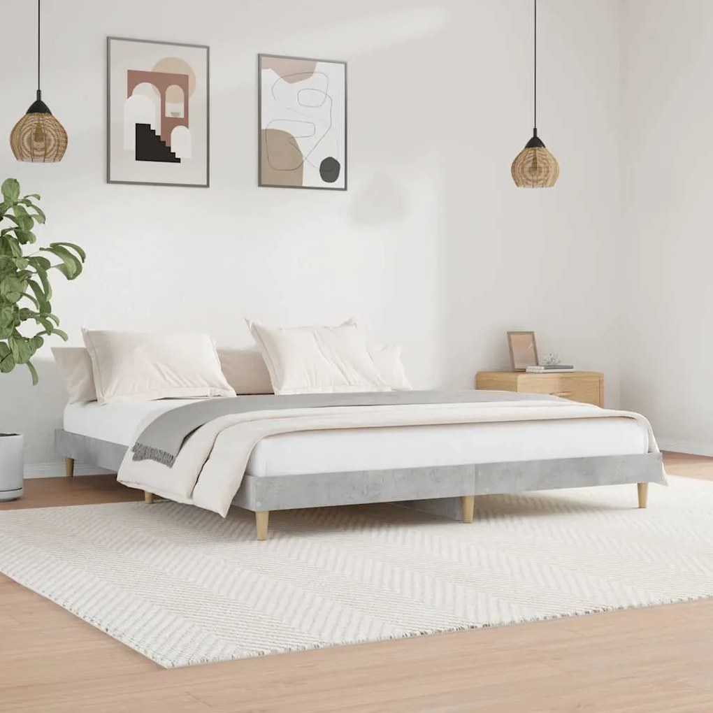 vidaXL Estrutura de cama 120x200 cm derivados de madeira cinza cimento