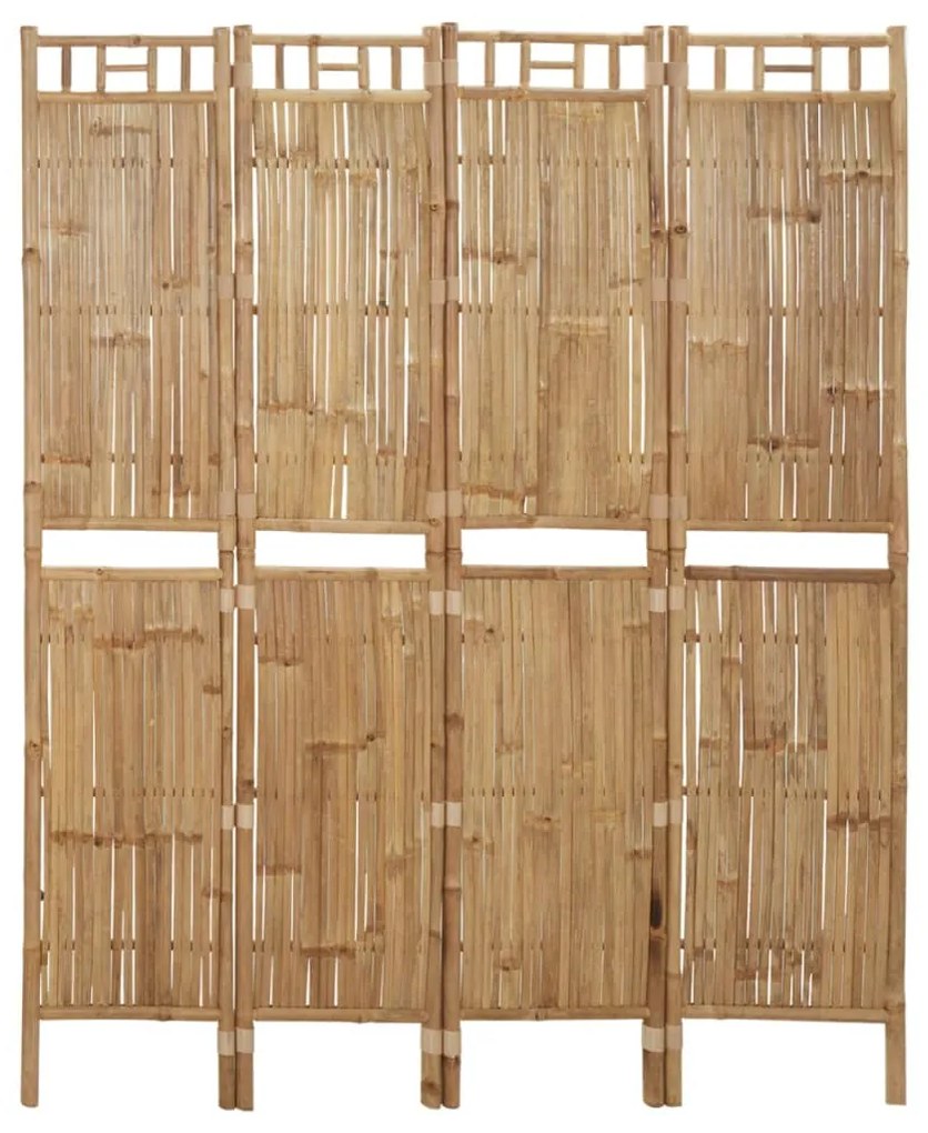vidaXL Biombo/divisória com 4 painéis 160x180 cm bambu