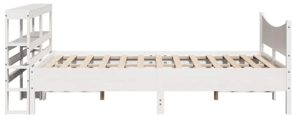 Estrutura de cama com cabeceira 140x200 cm pinho maciço branco