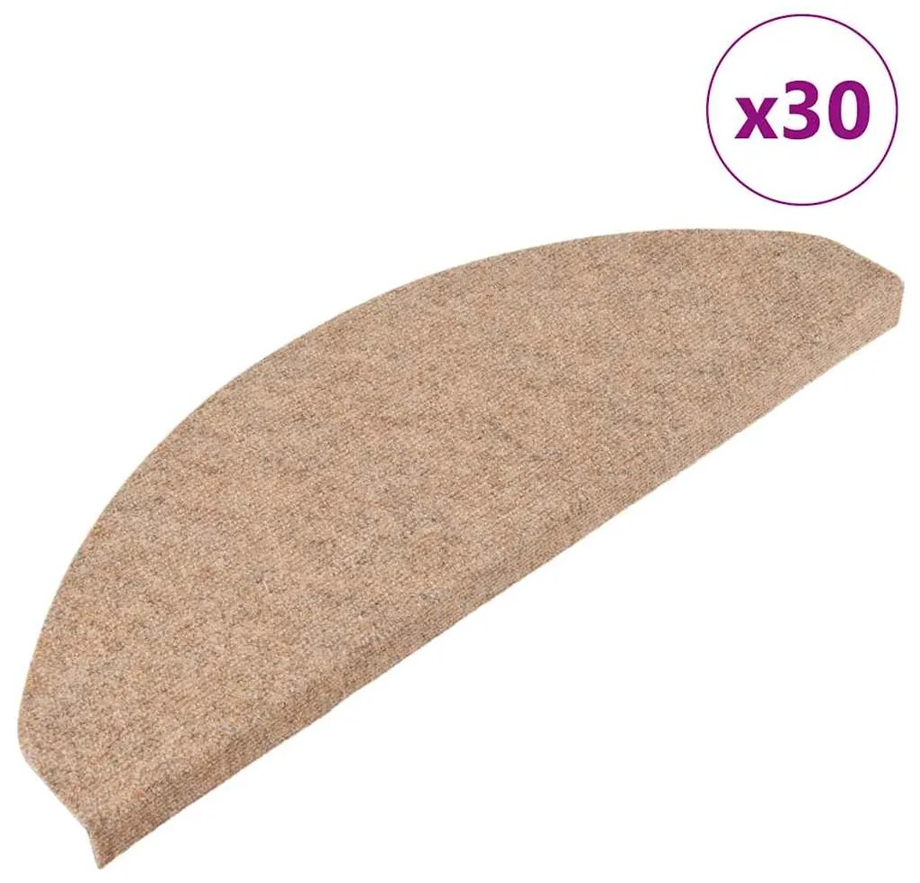 Tapetes de escada adesivos 30 pcs 65x22,5x3,5 cm bege