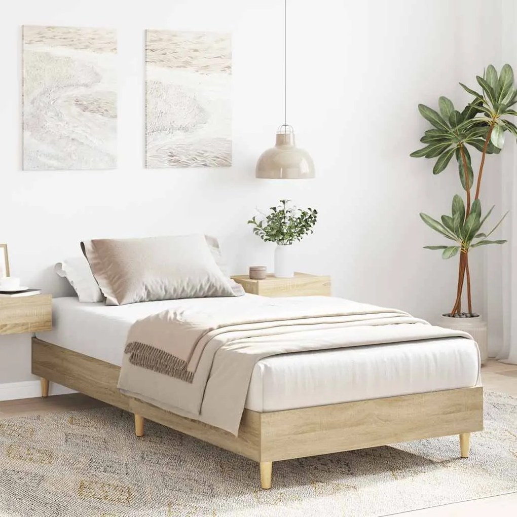 Estrutura cama s/ colchão 100x200 cm carvalho sonoma