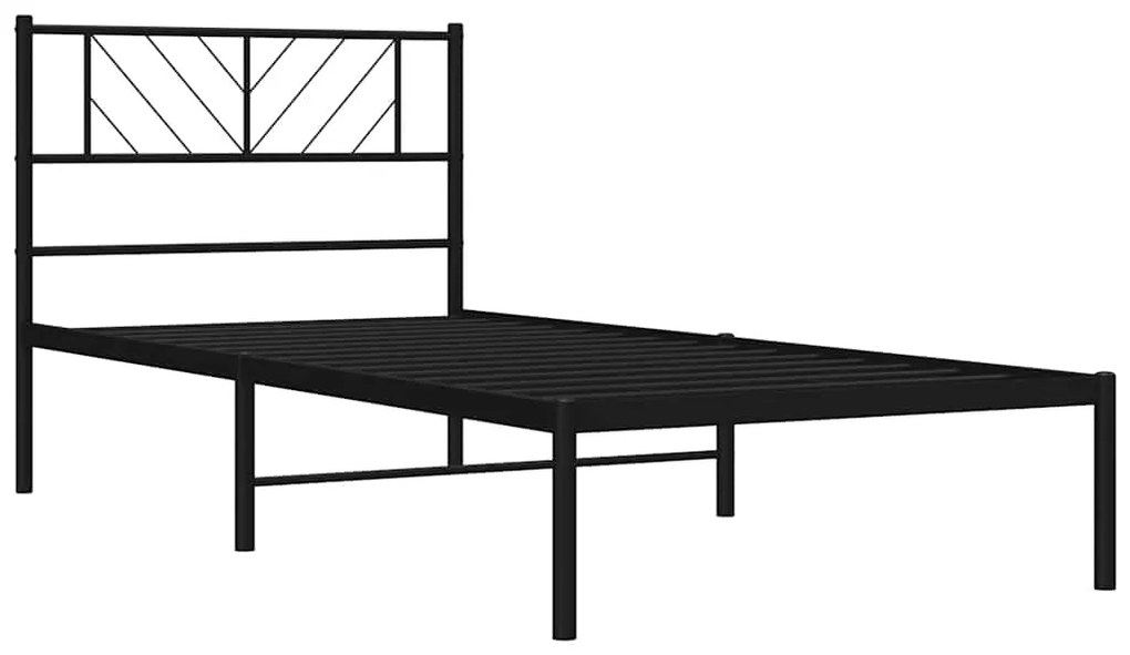 Estrutura de cama com cabeceira 100x200 cm metal preto