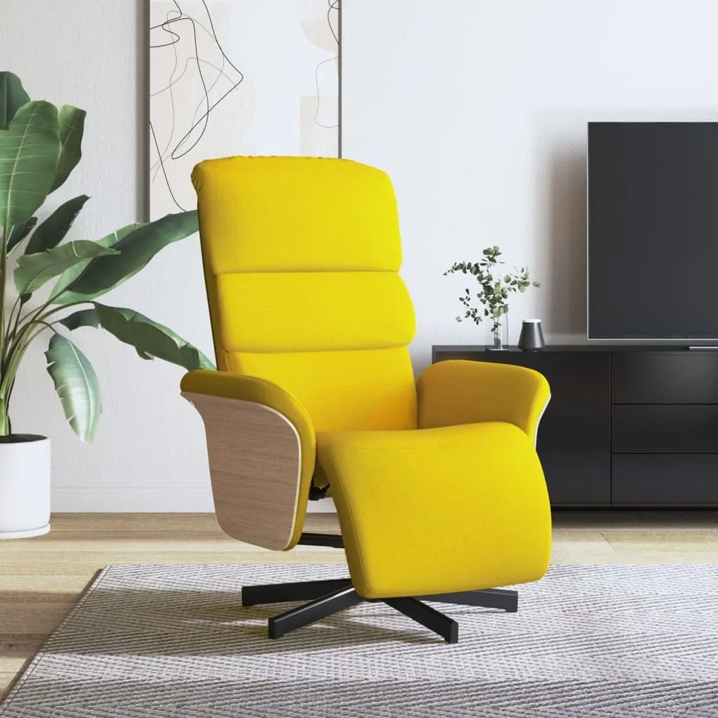 356609 vidaXL Cadeira reclinável com apoio de pés tecido amarelo-claro