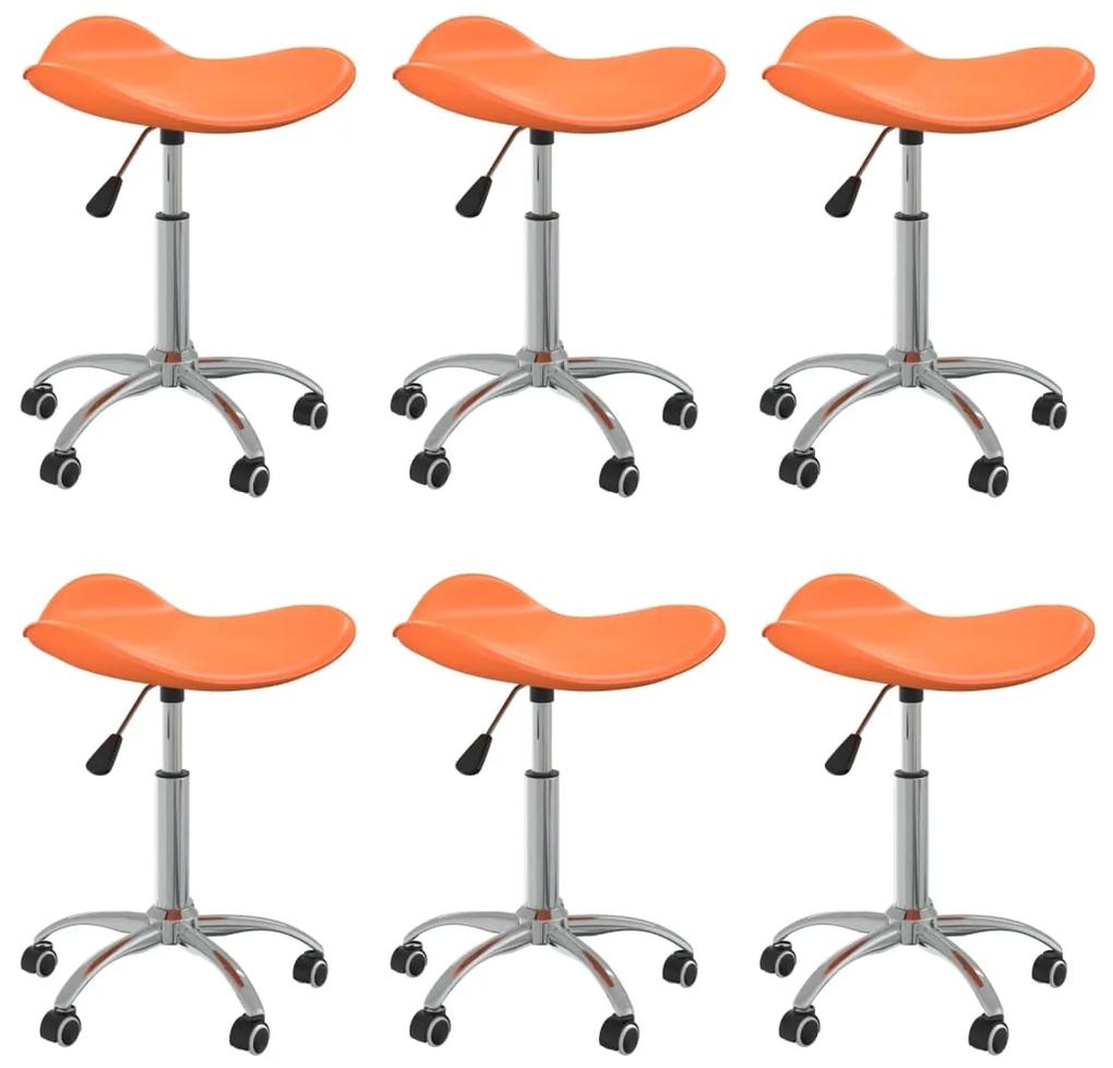 Cadeiras de jantar giratórias 6 pcs couro artificial laranja