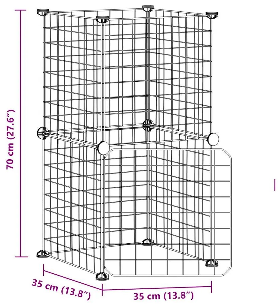 Gaiola p/ animais de 8 painéis c/ porta 35x35 cm aço preto