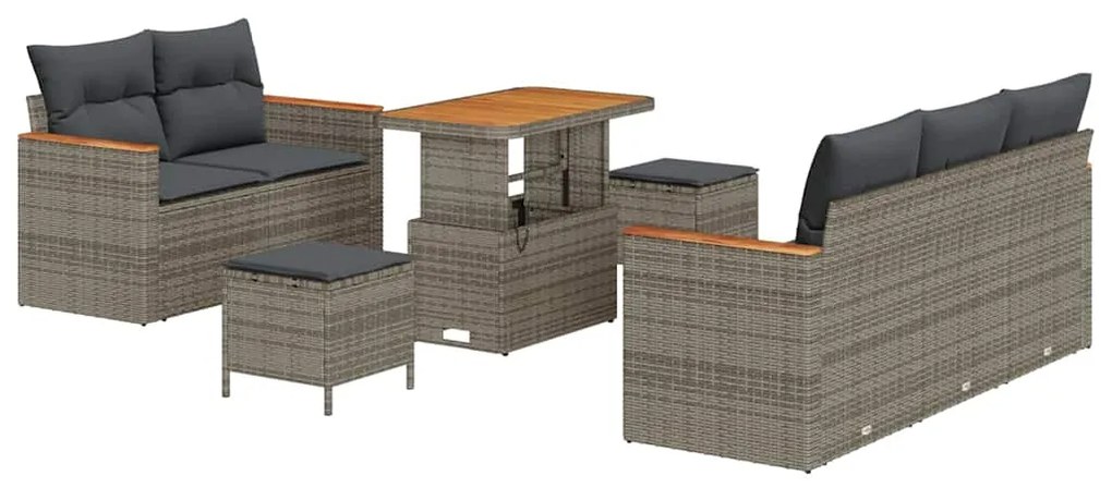 Conjunto de Sofá de Jardim vidaXL de 8 Peças com Almofadas Cinza Ratta