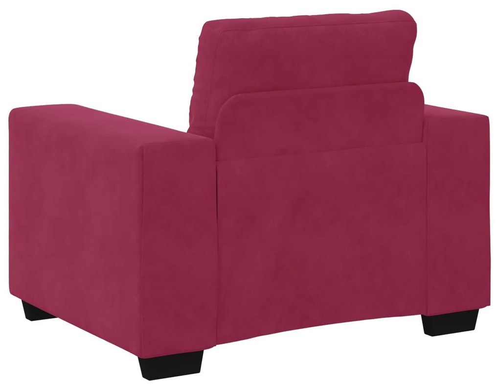 Conjunto de Sofá 3 Peças com Almofadas Vermelho Vinho em Veludo