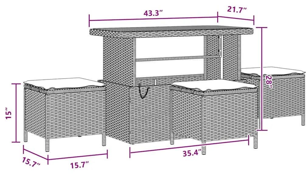 Conjunto de Sofá de Jardim com Almofadas vidaXL 10 Peças Preto Rattan