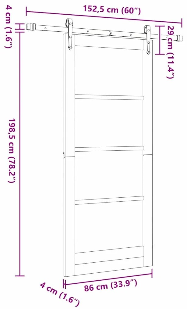 Porta Deslizante vidaXL com Kit de Ferragens "ORKDAL" Branca 86x198.5