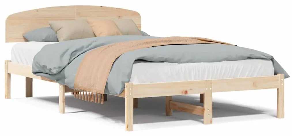 Estrado de Cama com Cabeceira 120x200 cm Madeira Sólida de Pinho
