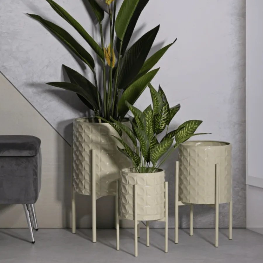 CONJUNTO DE 3 VASOS CREME Ø 36X56,5-30X48,5-24X37,5 CM (PLANTAS NÃO INCLUIDAS)