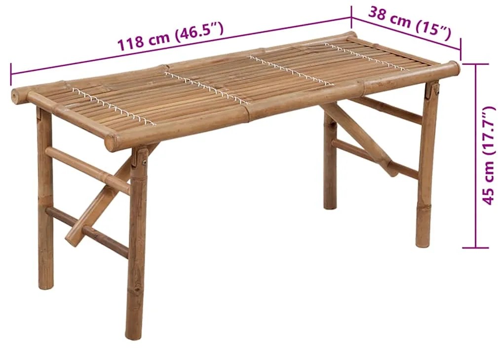 Banco de jardim dobrável com almofadão 118 cm bambu