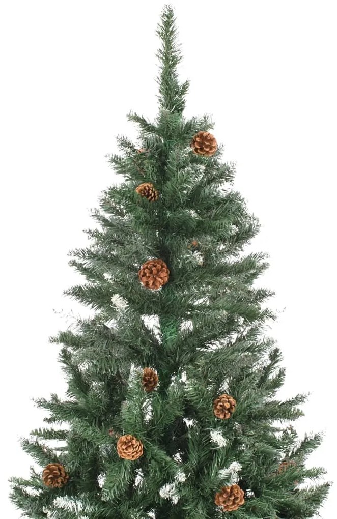 Árvore de Natal artificial com pinhas e brilho branco 210 cm