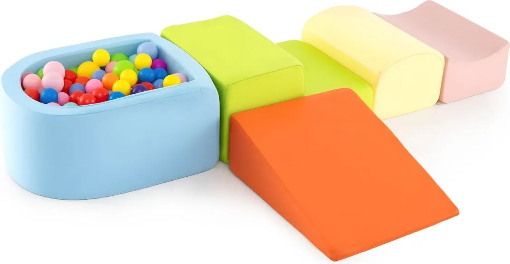 Conjunto de escalada e rampa infantil de 5 peças (BOLAS NÃO INCLUIDAS) Blocos de construção de esponja com piscina de bolas Capa lavável Criativo Mult