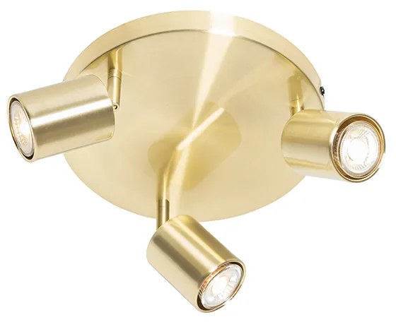 Candeeiro de teto moderno ajustável em latão redondo 3 luzes - Java Moderno