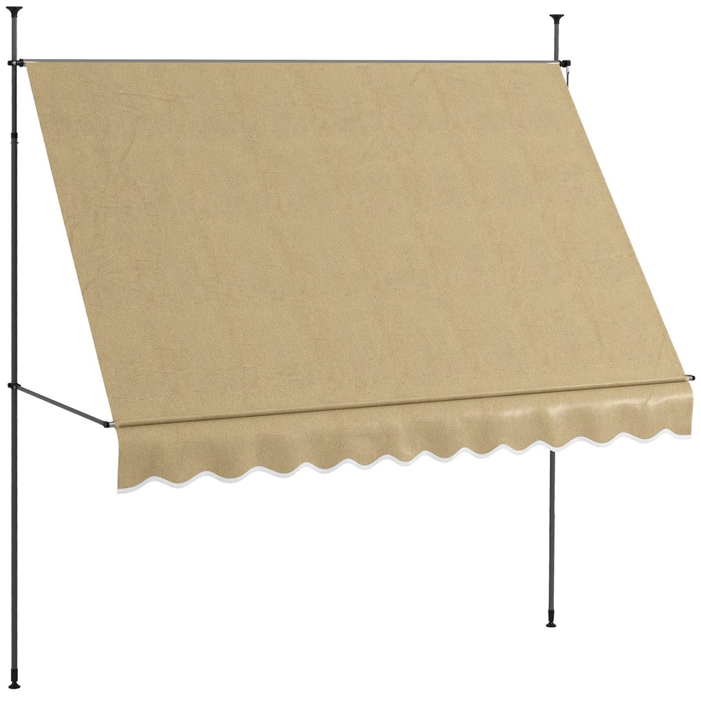 Toldo Manual Retrátil com Manivela 300x120x210-300 cm com Altura Ajustável Impermeável para Jardim Varanda Bege