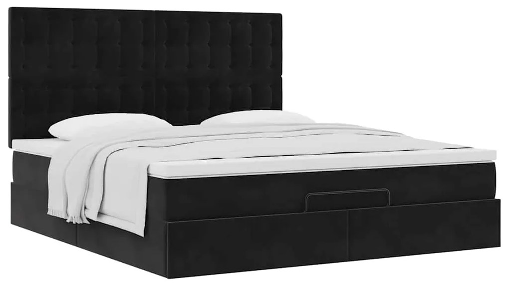 Estrutura de cama otomana com colchões 160x200 cm veludo preto