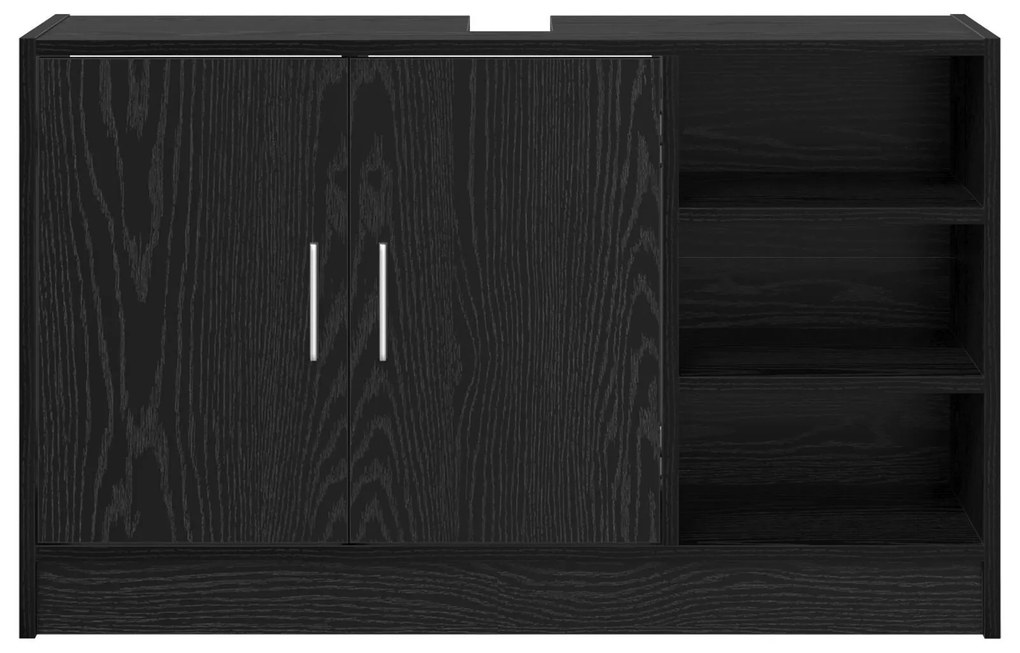 Armário de Pia Carvalho Preto 90x29x55 cm Madeira Engenharia