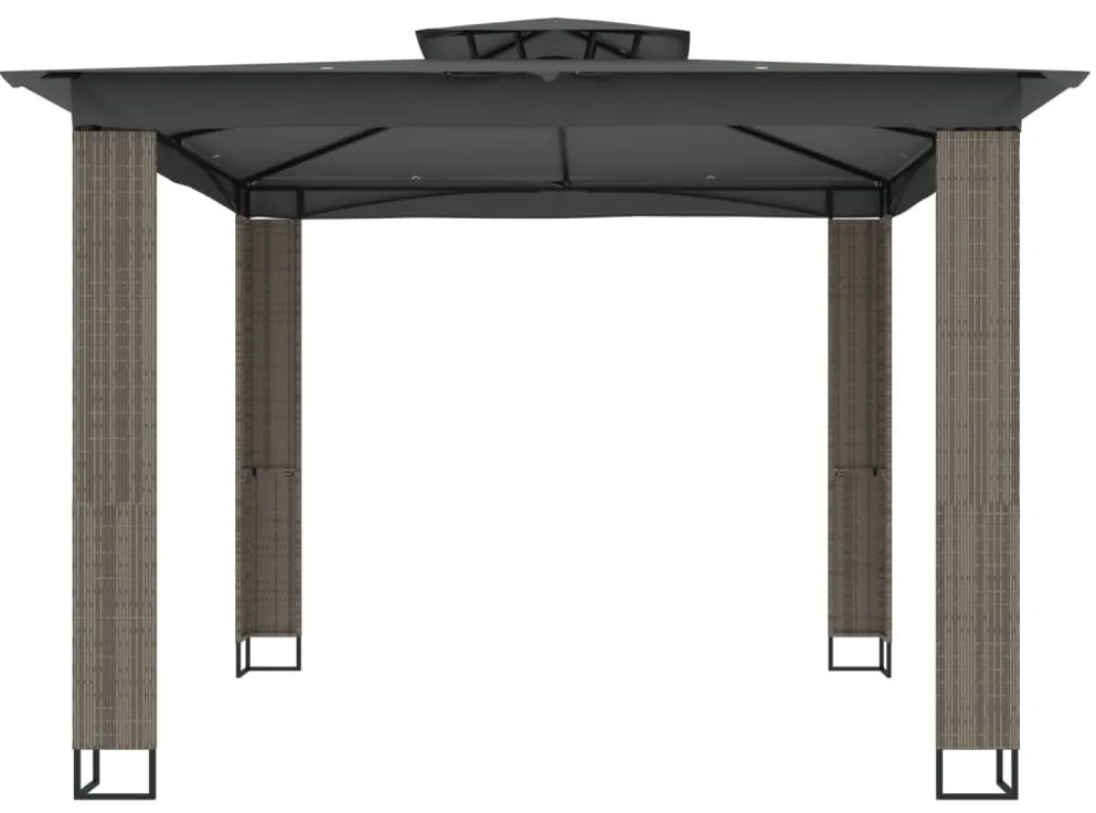 Gazebo com telhado duplo 2,94x2,94 m aço antracite