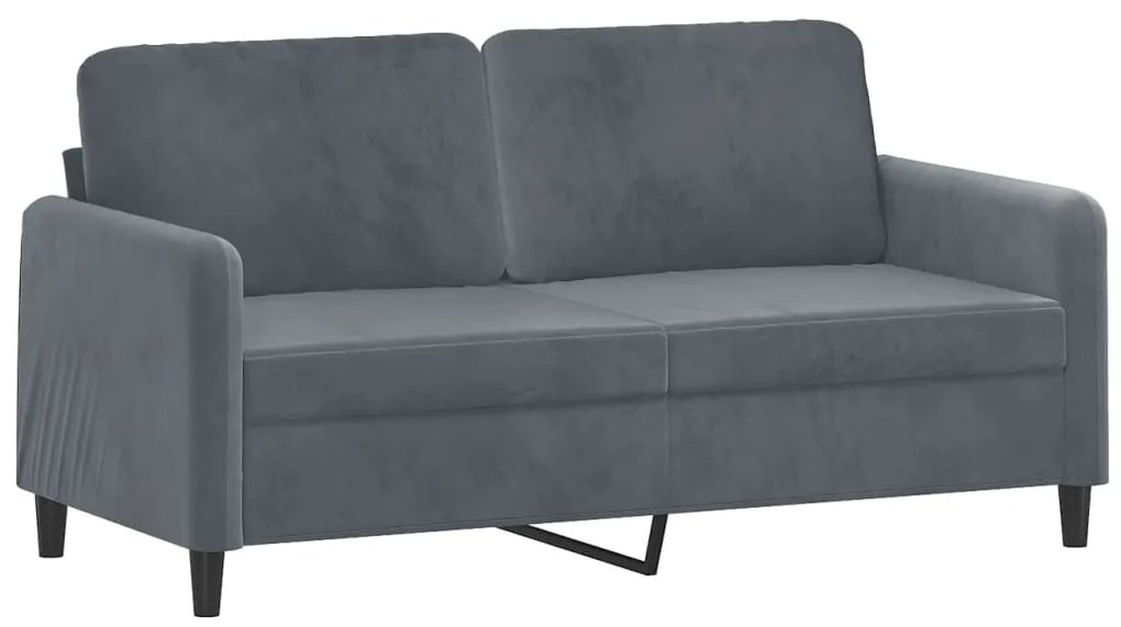 Sofá 2 lug. c/ almofadas decorativas 140 cm veludo cinza-escuro