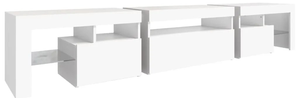 Móvel de TV com luzes LED 215x36,5x40 cm branco
