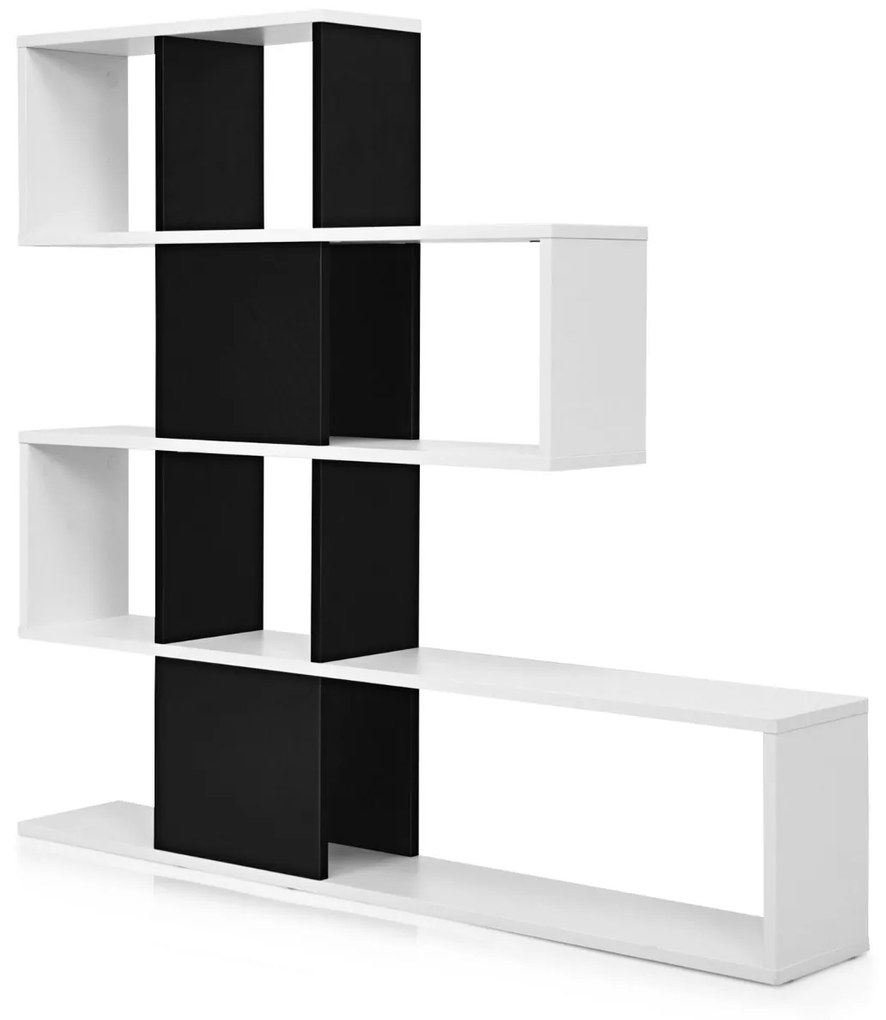 Estante de 5 níveis Estilo Escada Moderna Estante de 120 x 19,5 x 109 cm Preto e Branco