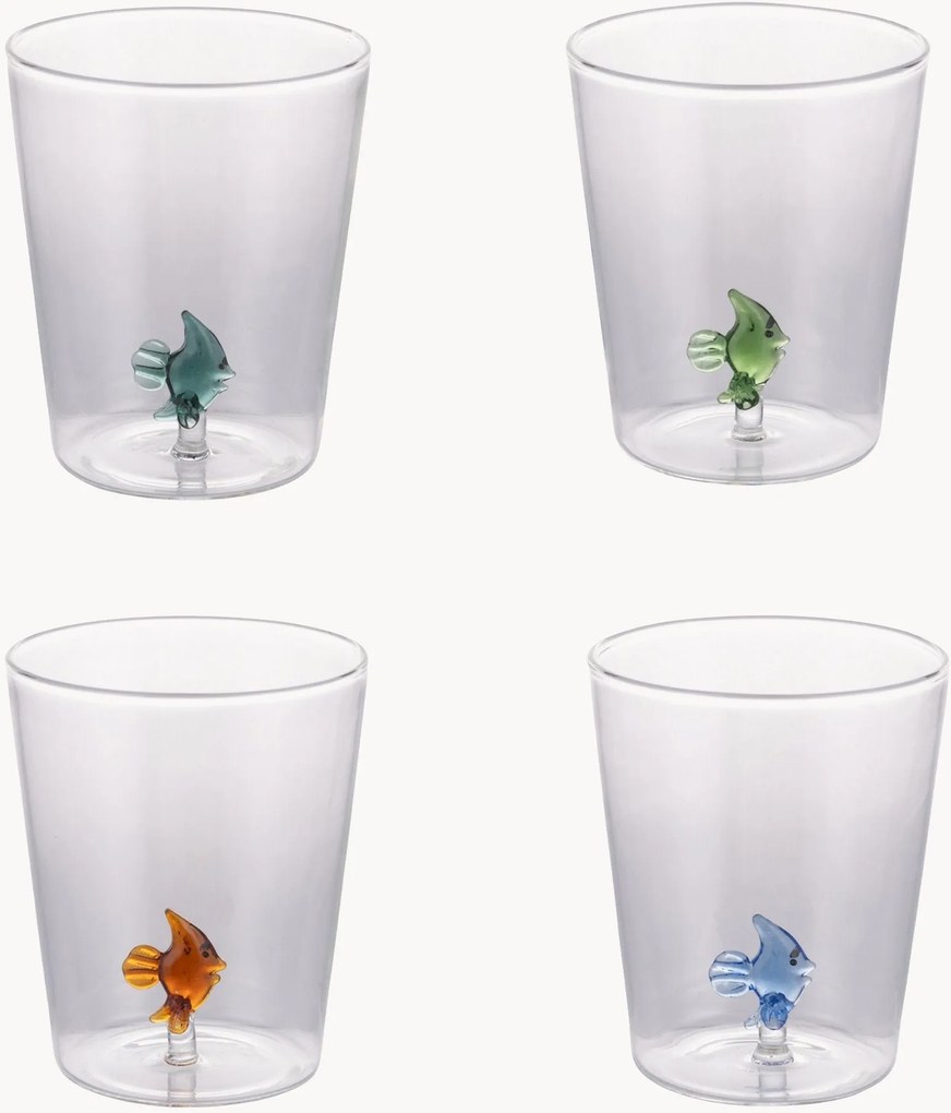 Copos de vidro Fish, conjunto de 4